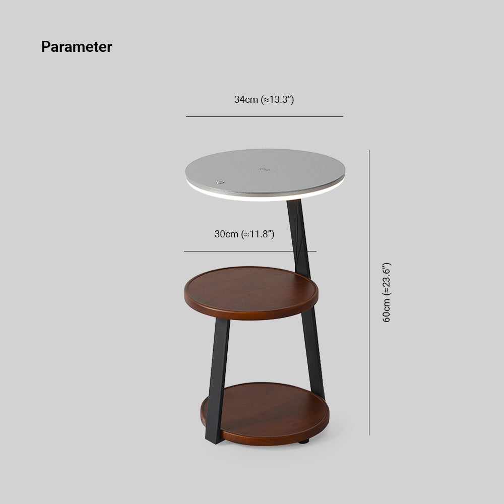 Mode Floor Lamp Round Natural Wood with Table Bedroom Living Room