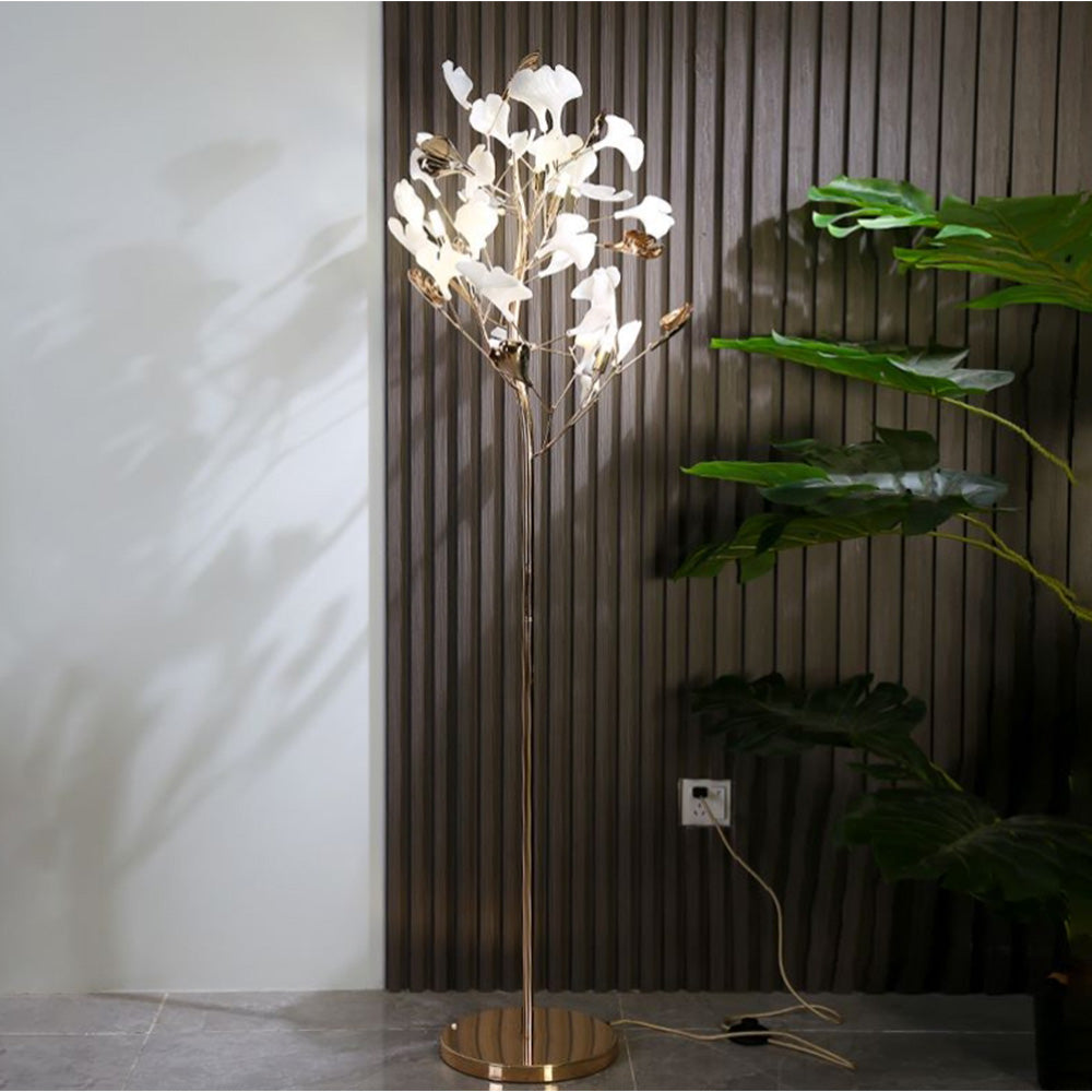 Yono Floor Lamp Artistic Study Metal Ceramic Leaf Living Room