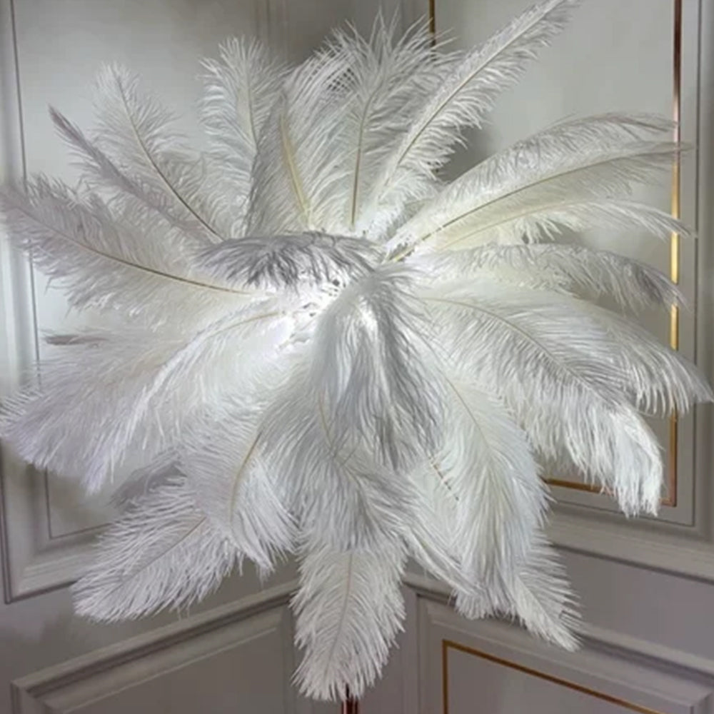 Yono Floor Lamp Modern Metal Stand Ostrich Feather Natural Living Room