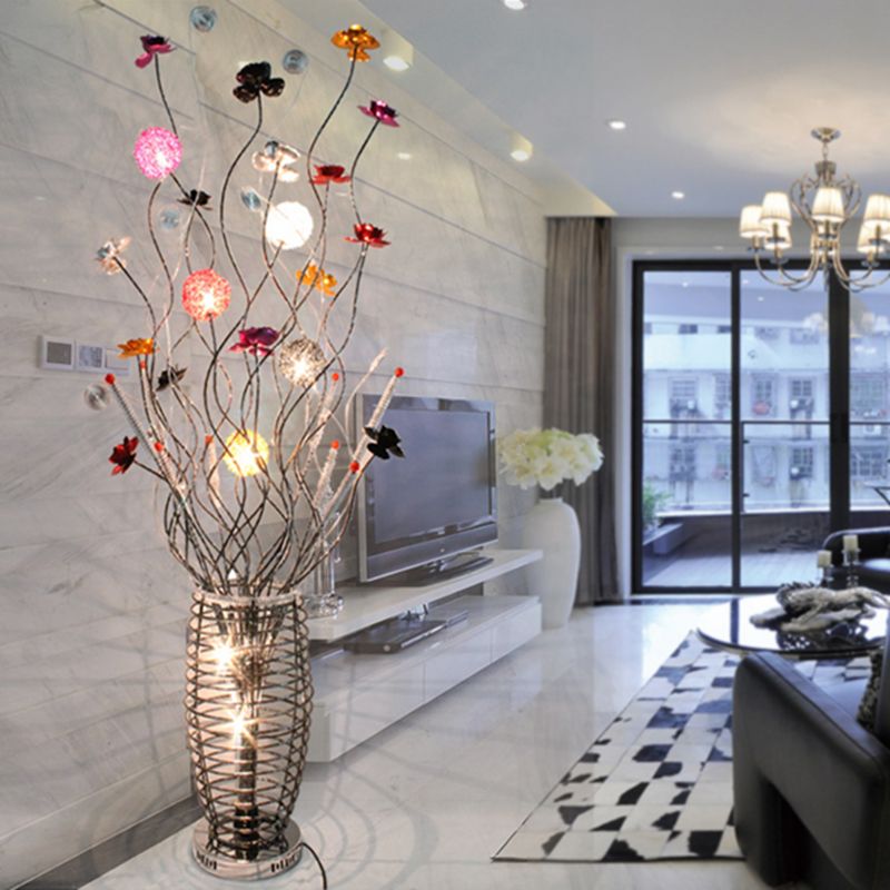 Yono Floor Lamp Metal Flower Vase Art Deco Bedroom Living Room