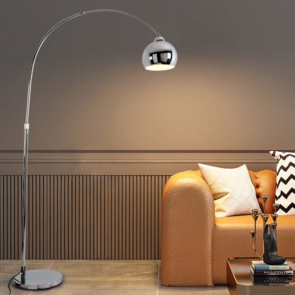 Elys Floor Lamp Modern Metal Chrome Arc Office Bedroom Living Room
