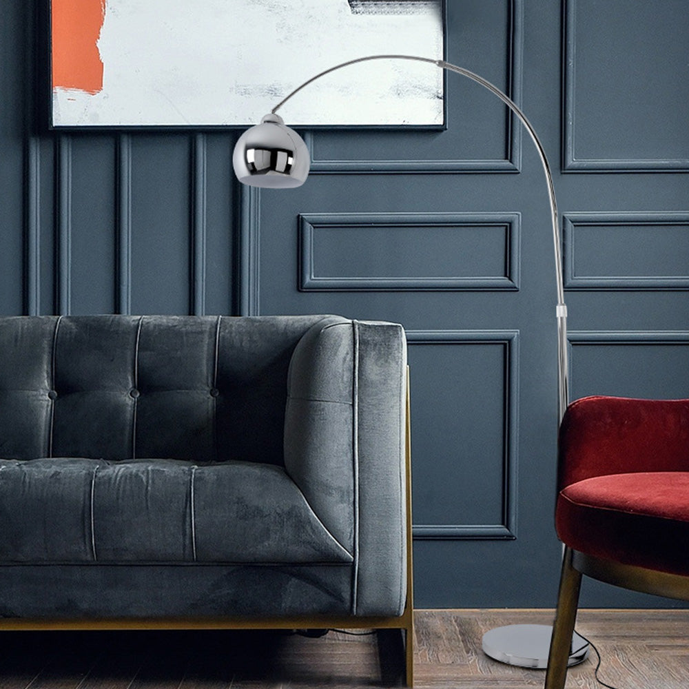 Elys Floor Lamp Modern Metal Chrome Arc Office Bedroom Living Room