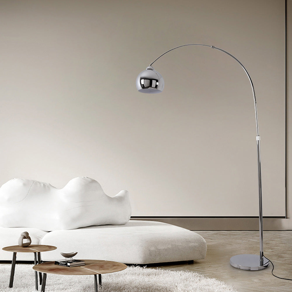 Elys Floor Lamp Modern Metal Chrome Arc Office Bedroom Living Room