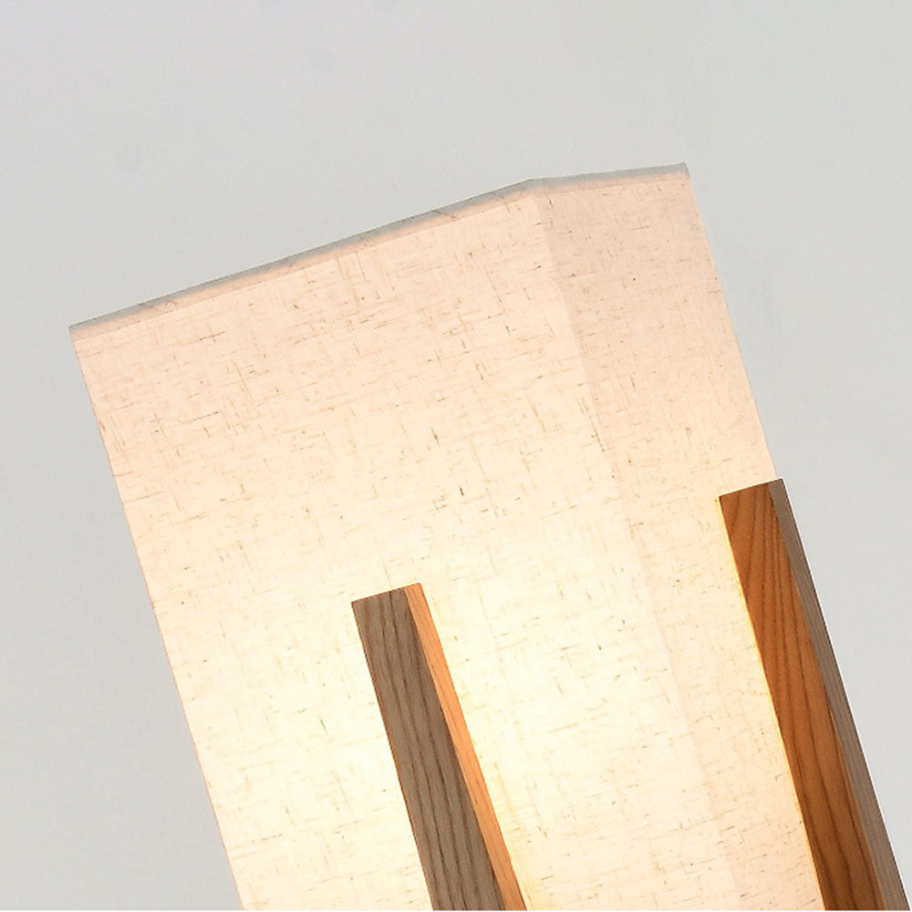 Nexa Lámpara de Pie Rectangular Madera Natural Tela Salón