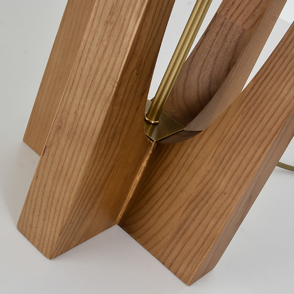 Nexa Lámpara de Pie Rectangular Madera Natural Tela Salón