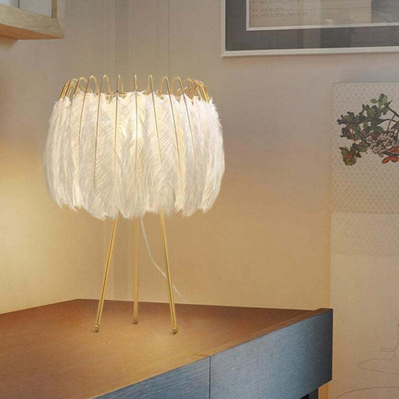Yono Floor Lamp Artistic Tripod Feather Living Room Dining Room