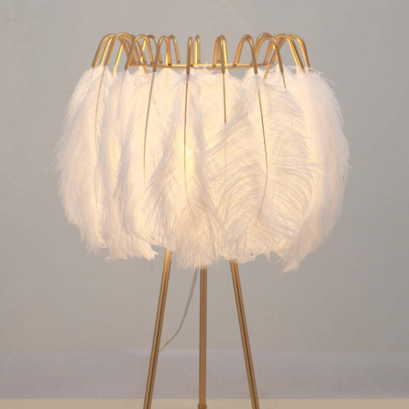 Yono Floor Lamp Artistic Tripod Feather Living Room Dining Room