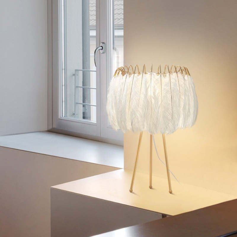 Yono Floor Lamp Artistic Tripod Feather Living Room Dining Room