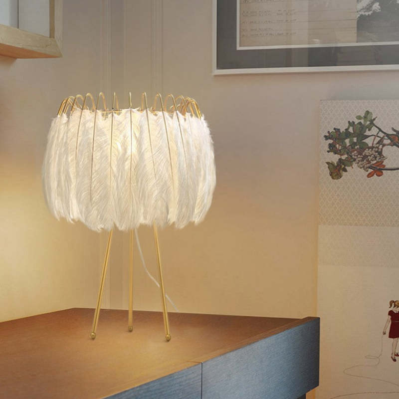 Yono Floor Lamp Artistic Tripod Feather Living Room Dining Room