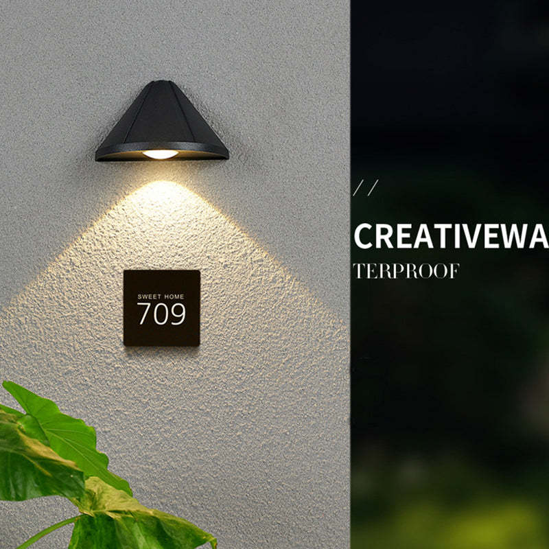 Edge Wall Lamp Modern Outdoor Metal Cone Shape Black Garden