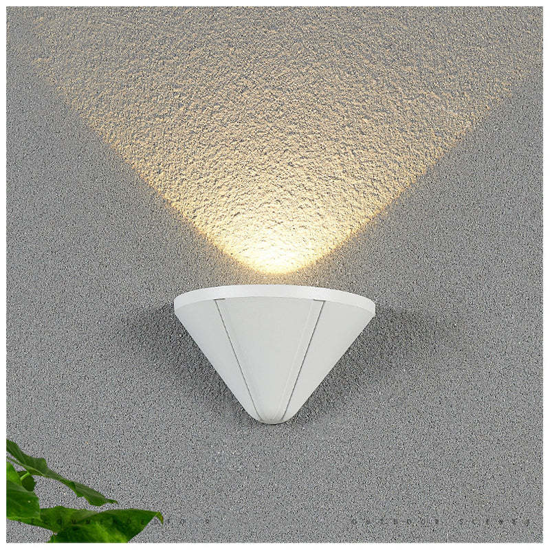 Edge Wall Lamp Modern Outdoor Metal Cone Shape Black Garden