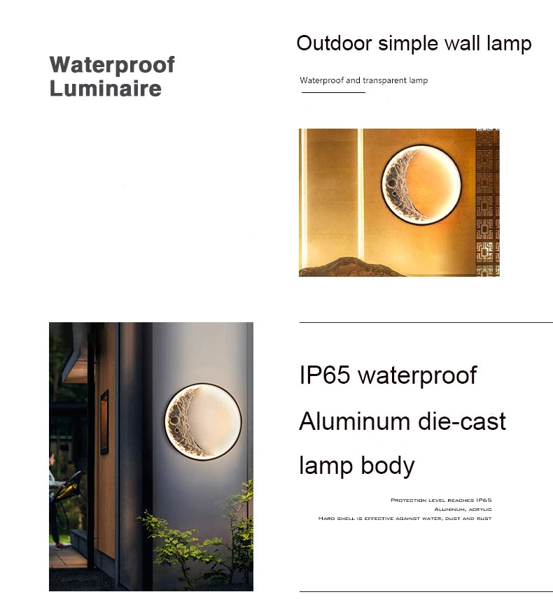 Haven Wall Lamp Outdoor Modern Patio LED Moon Garden Corridor