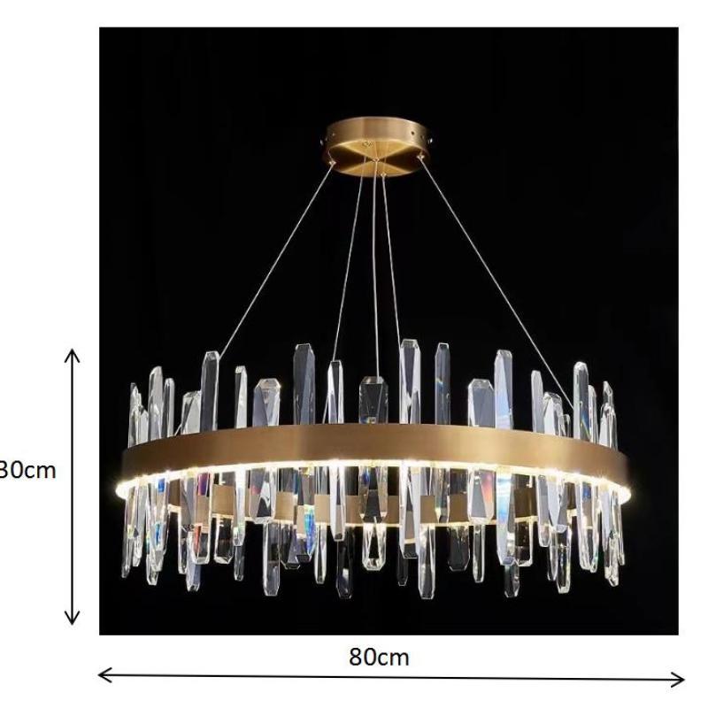Aura Chandelier Modern Crystal Rings Stainless Steel Glass Living Room