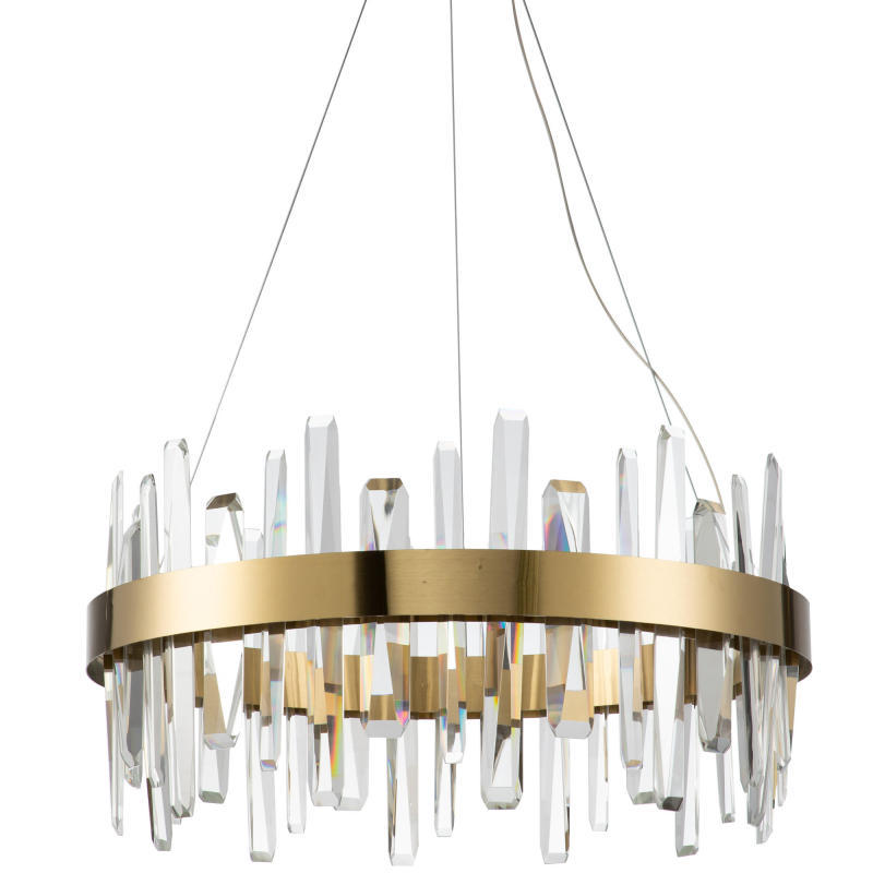 Aura Chandelier Modern Crystal Rings Stainless Steel Glass Living Room