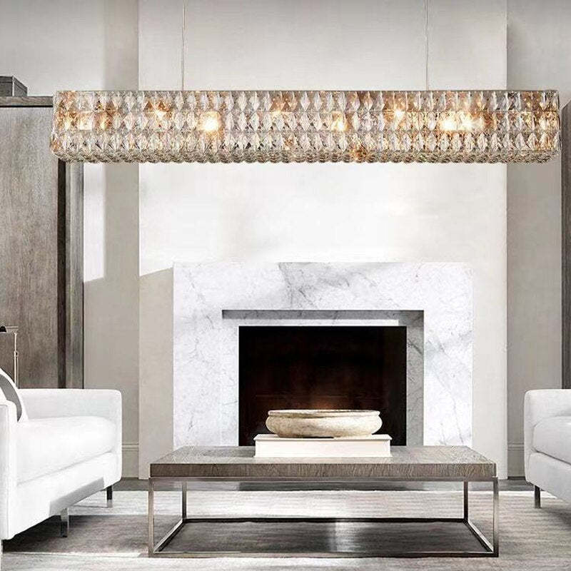 Aura Chandelier Luxury Rectangular Crystal Living Room Dining Room