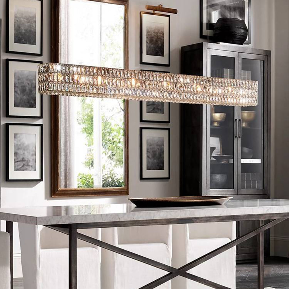 Aura Chandelier Luxury Rectangular Crystal Living Room Dining Room