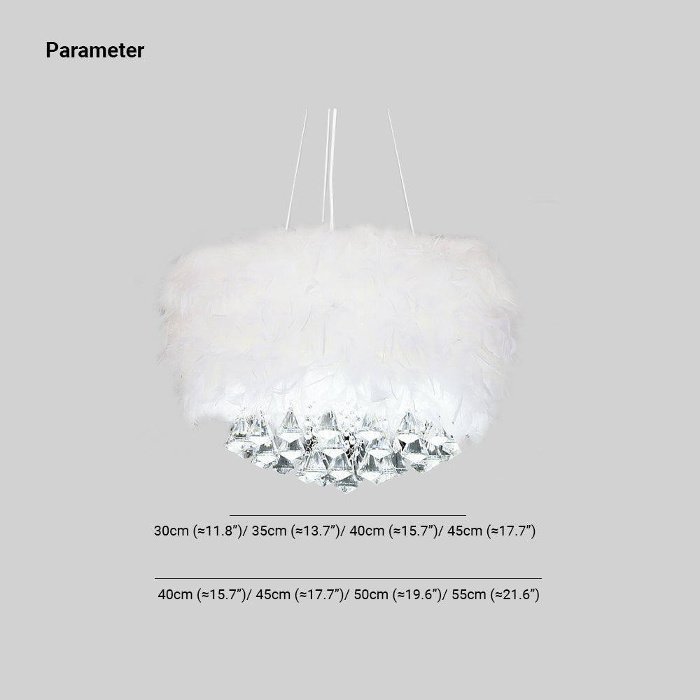 Aura Chandelier Round Luxury Modern Feather Glass Living Room Bedroom