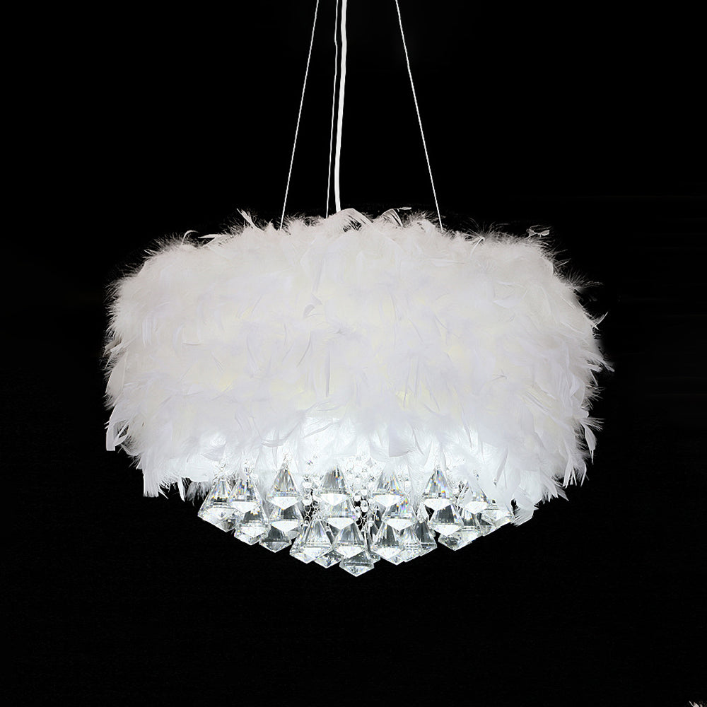 Aura Chandelier Round Luxury Modern Feather Glass Living Room Bedroom