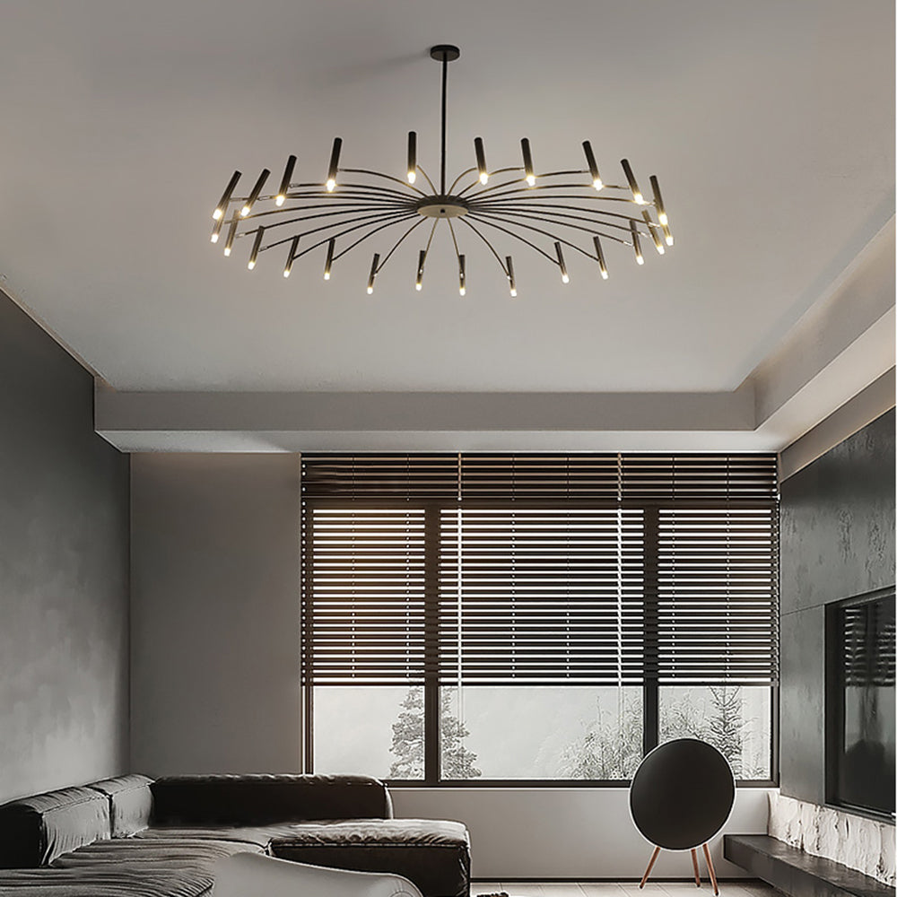 Aura Chandelier Modern Linear Metal Multi-Headed Blown Living Room