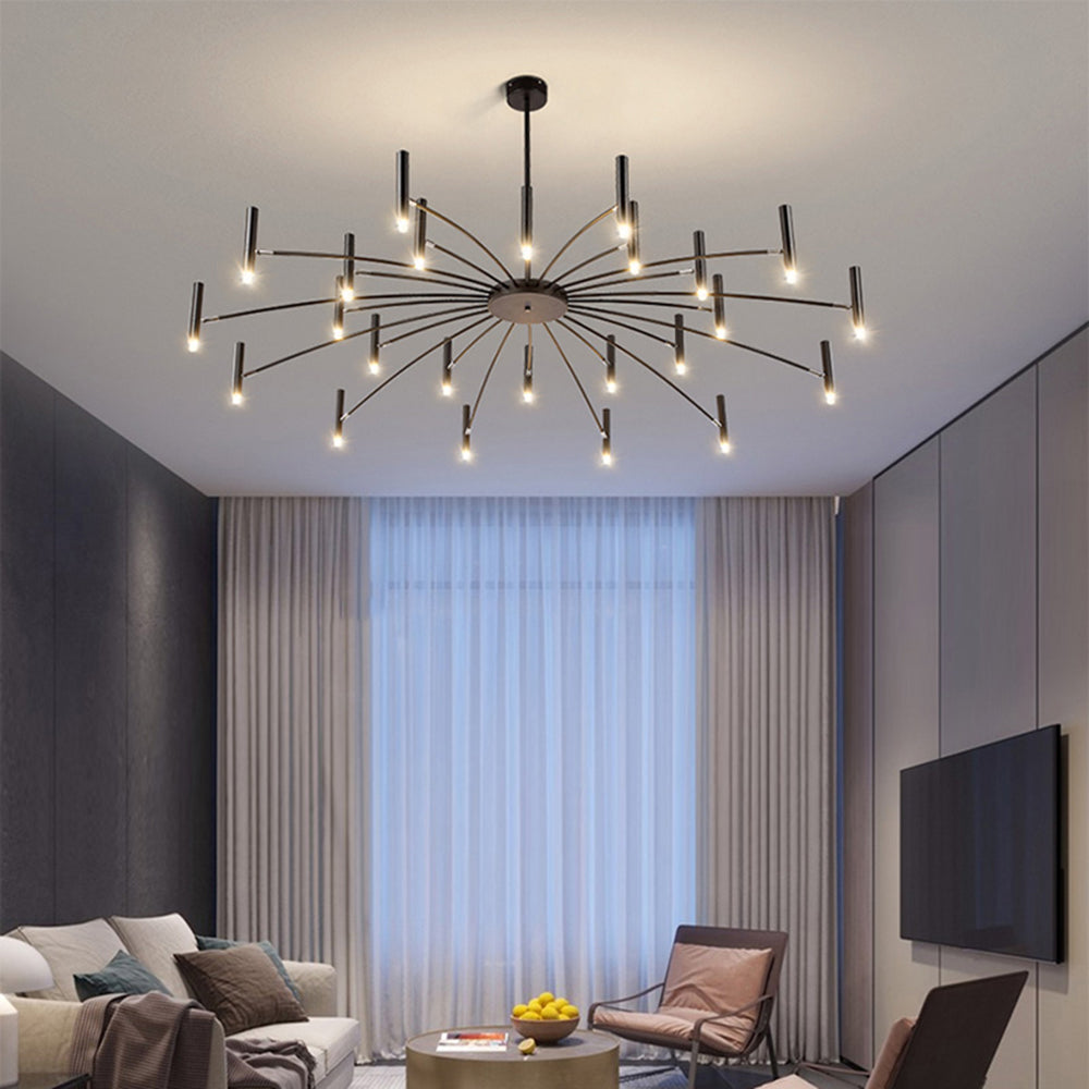 Aura Chandelier Modern Linear Metal Multi-Headed Blown Living Room