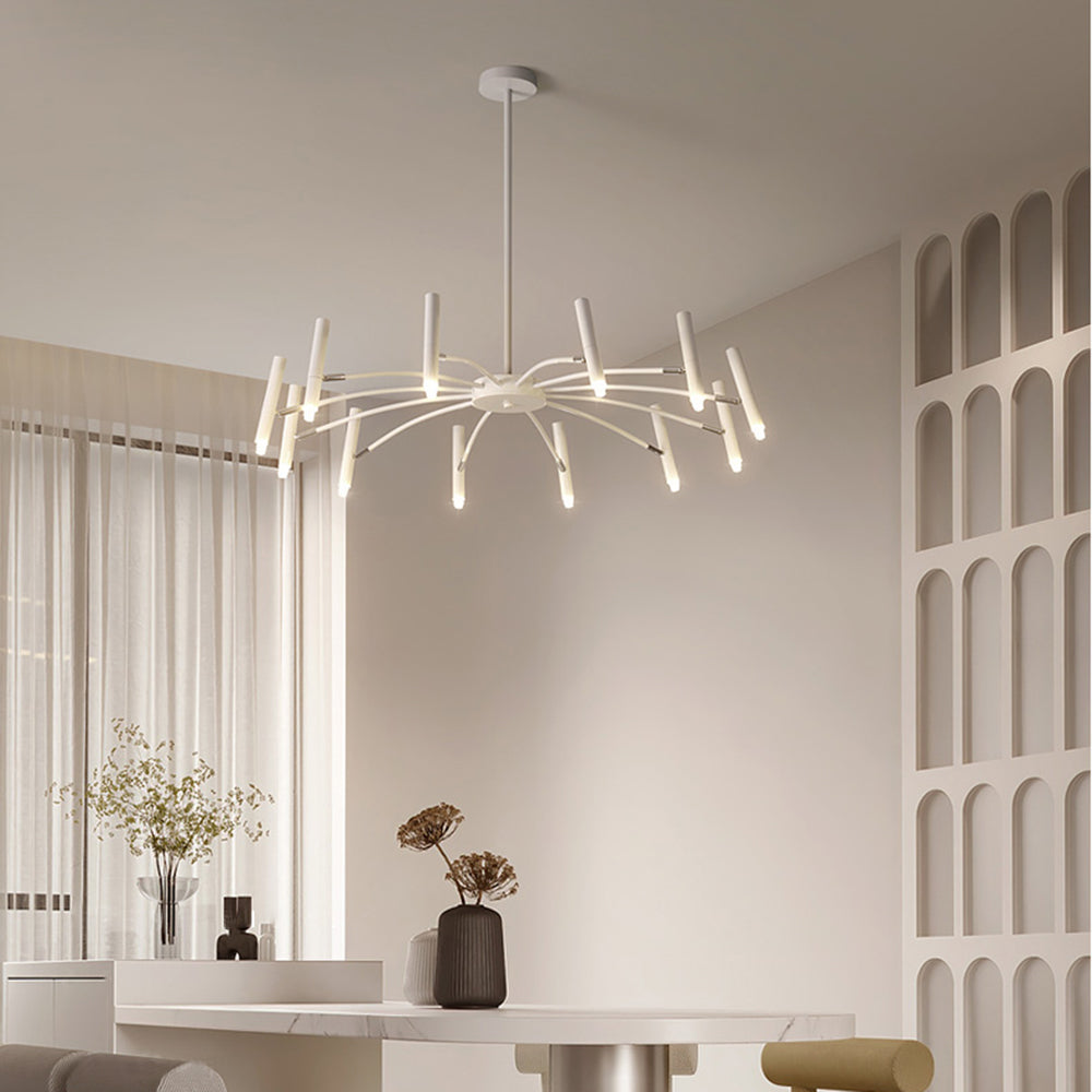 Aura Chandelier Modern Linear Metal Multi-Headed Blown Living Room