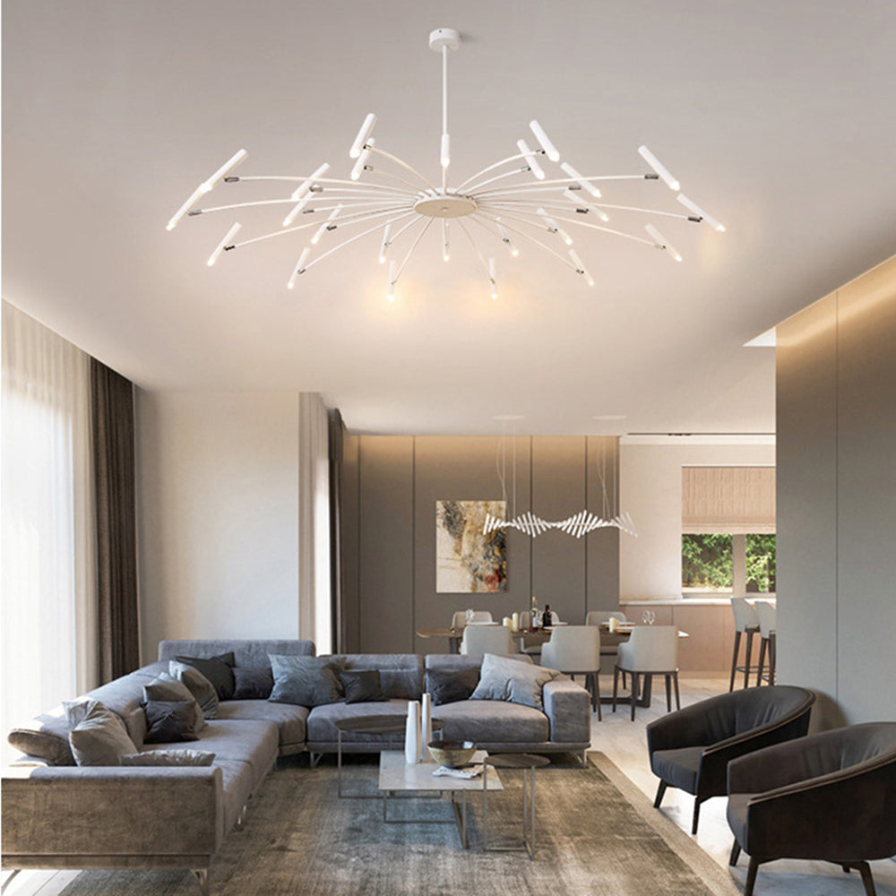 Aura Chandelier Modern Linear Metal Multi-Headed Blown Living Room