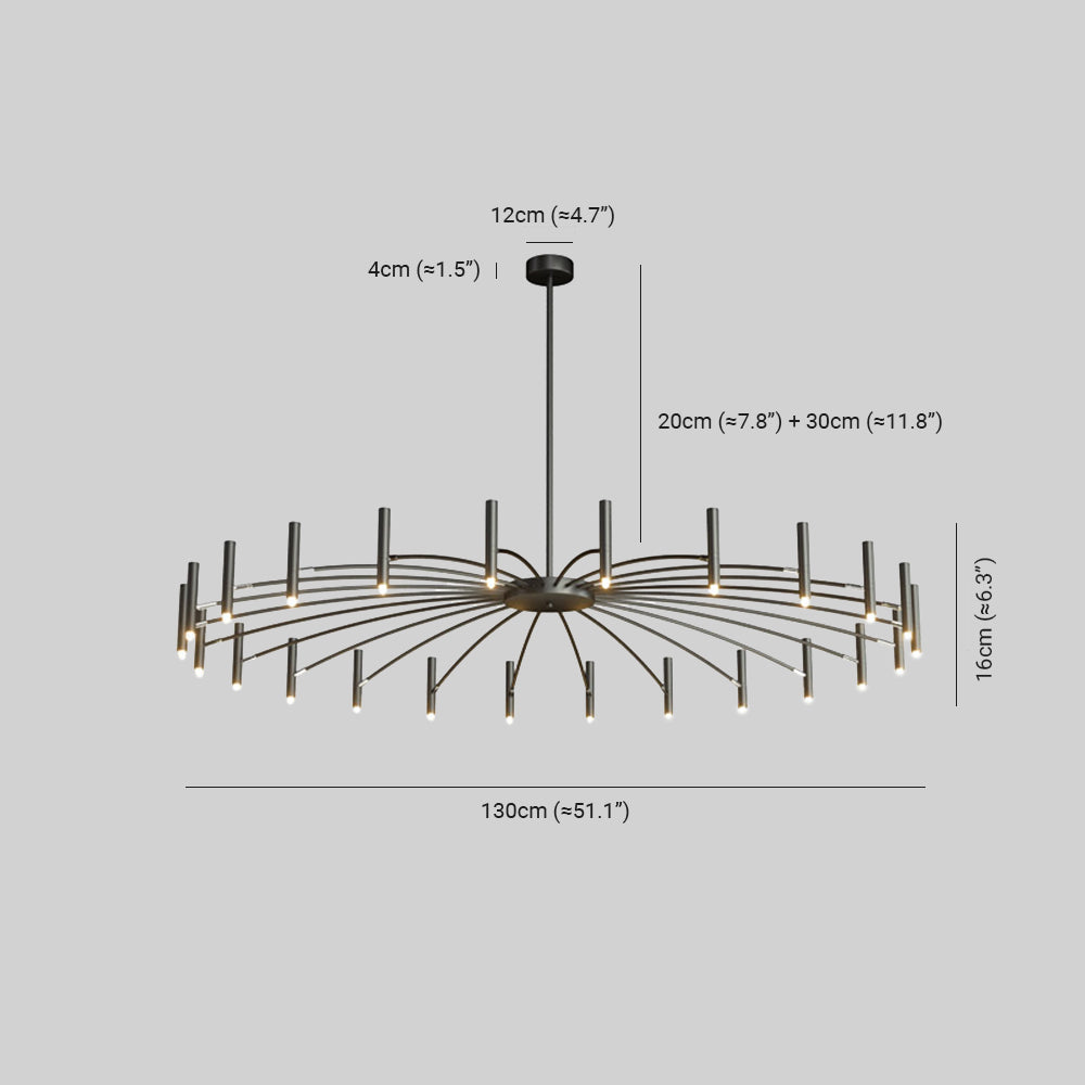 Aura Chandelier Modern Linear Metal Multi-Headed Blown Living Room