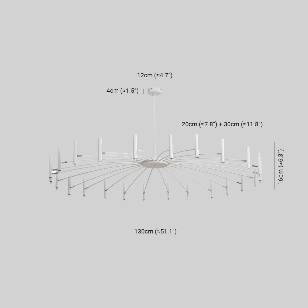 Aura Chandelier Modern Linear Metal Multi-Headed Blown Living Room