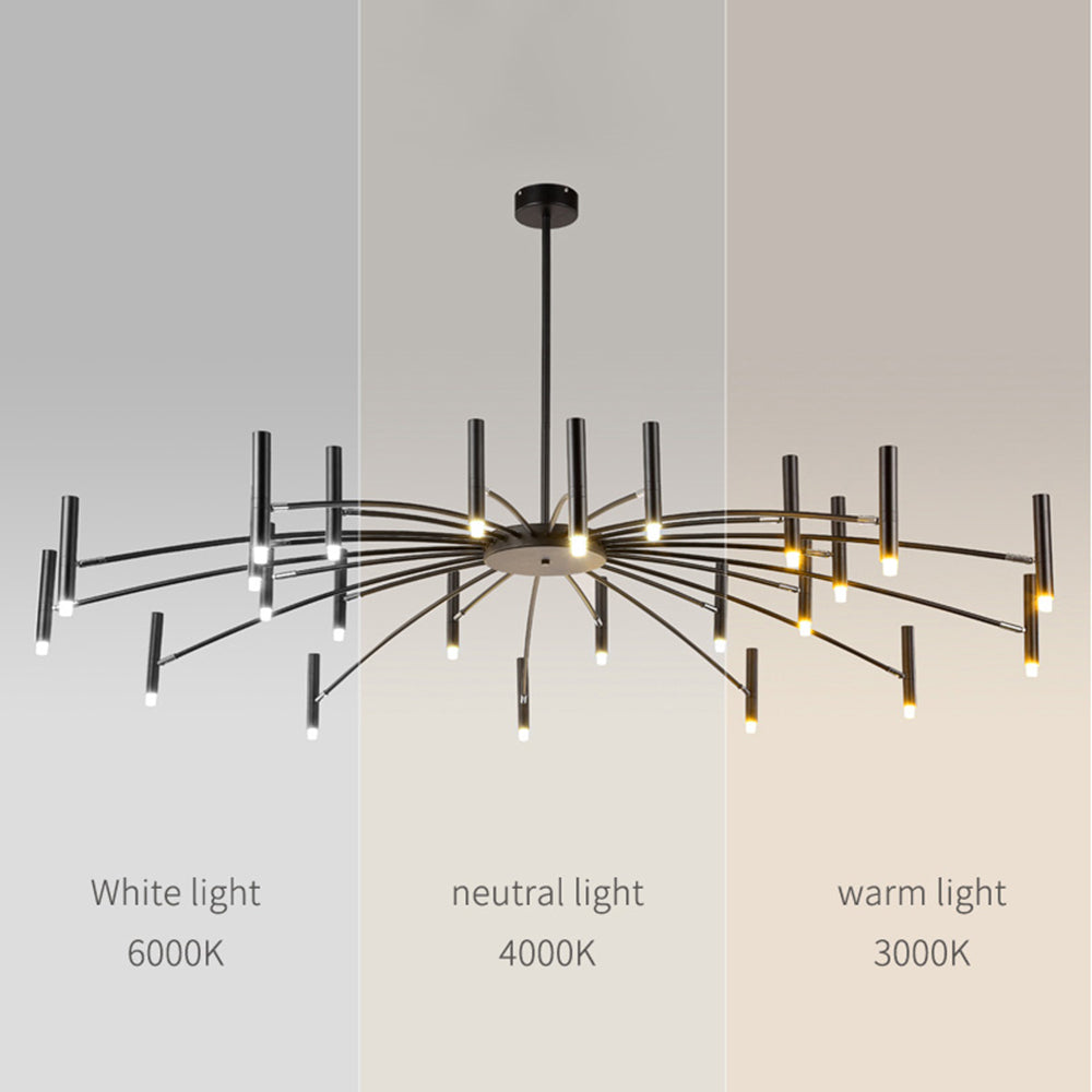 Aura Chandelier Modern Linear Metal Multi-Headed Blown Living Room