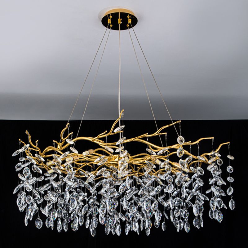 Aura Chandelier Contemporary Crystal Glass Gold Living Room Bedroom
