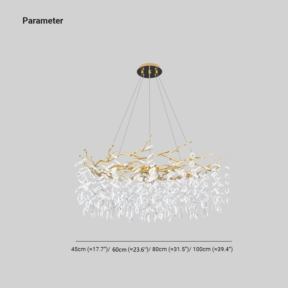 Aura Chandelier Contemporary Crystal Glass Gold Living Room Bedroom