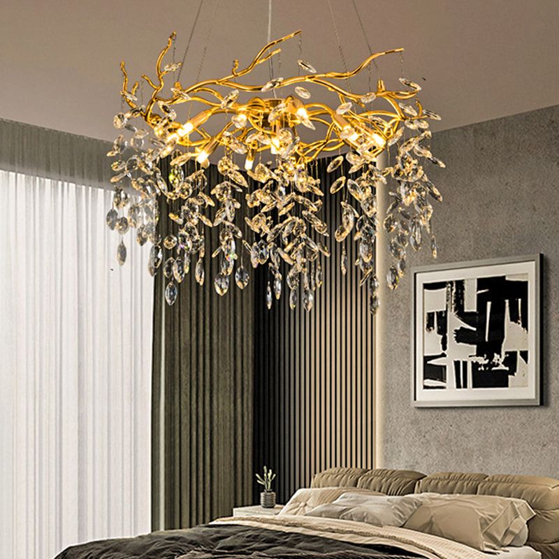 Aura Chandelier Contemporary Crystal Glass Gold Living Room Bedroom