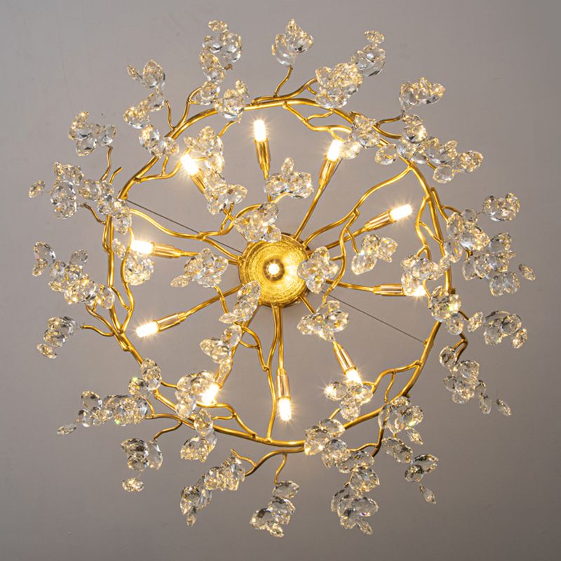 Aura Chandelier Contemporary Crystal Glass Gold Living Room Bedroom