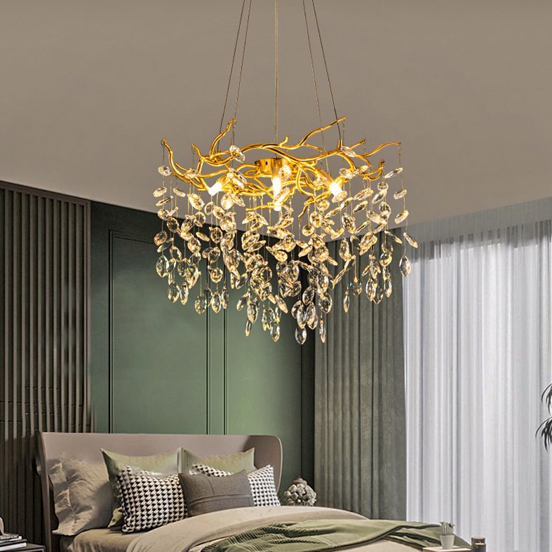 Aura Chandelier Contemporary Crystal Glass Gold Living Room Bedroom