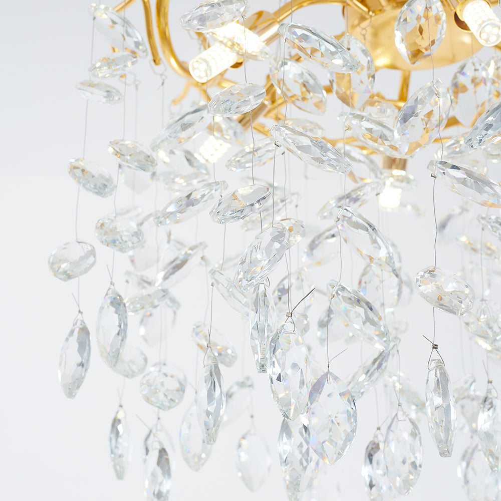 Aura Chandelier Contemporary Crystal Glass Gold Living Room Bedroom