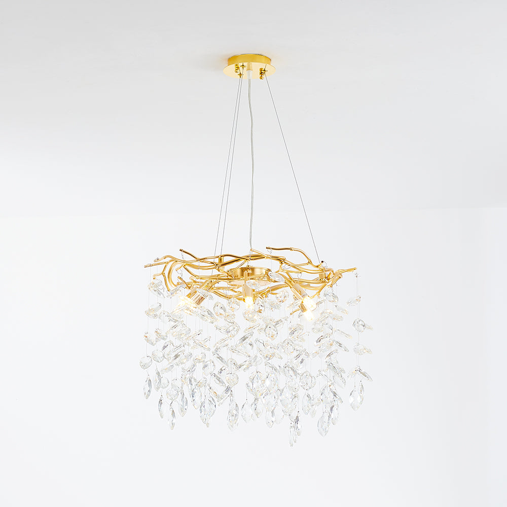 Aura Chandelier Contemporary Crystal Glass Gold Living Room Bedroom