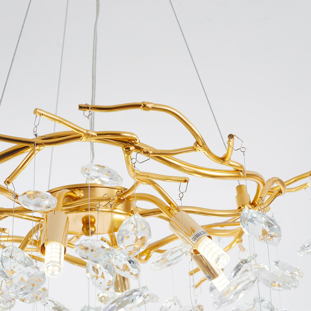 Aura Chandelier Contemporary Crystal Glass Gold Living Room Bedroom