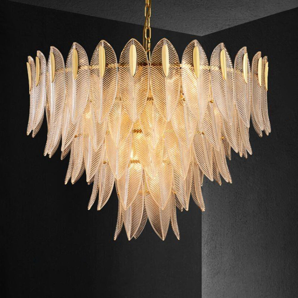 Aura Chandelier Modern Golden Feather Living Room Bedroom