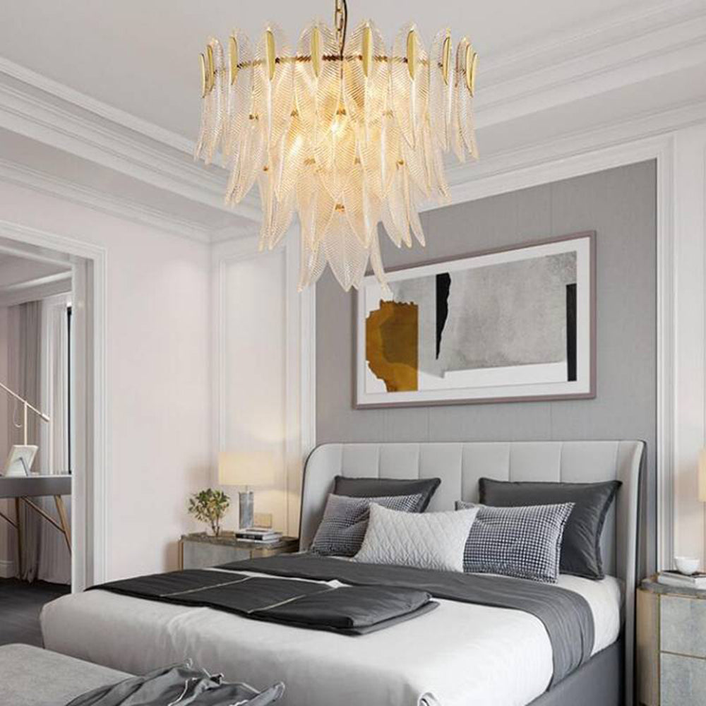 Aura Chandelier Modern Golden Feather Living Room Bedroom