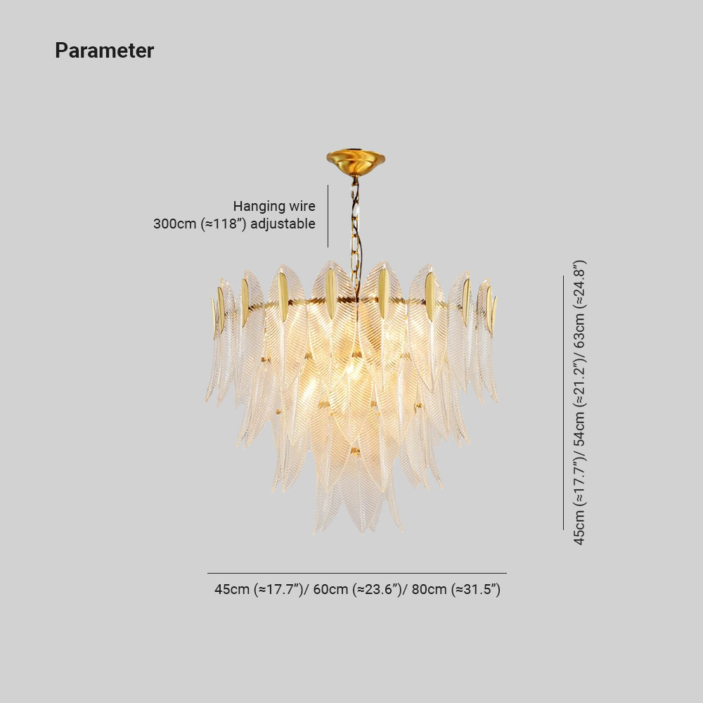 Aura Chandelier Modern Golden Feather Living Room Bedroom