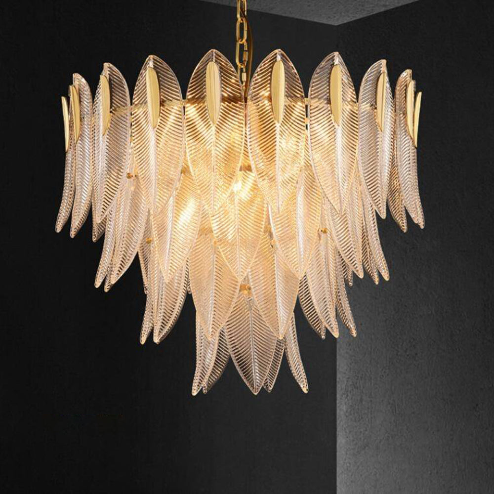 Aura Chandelier Modern Golden Feather Living Room Bedroom