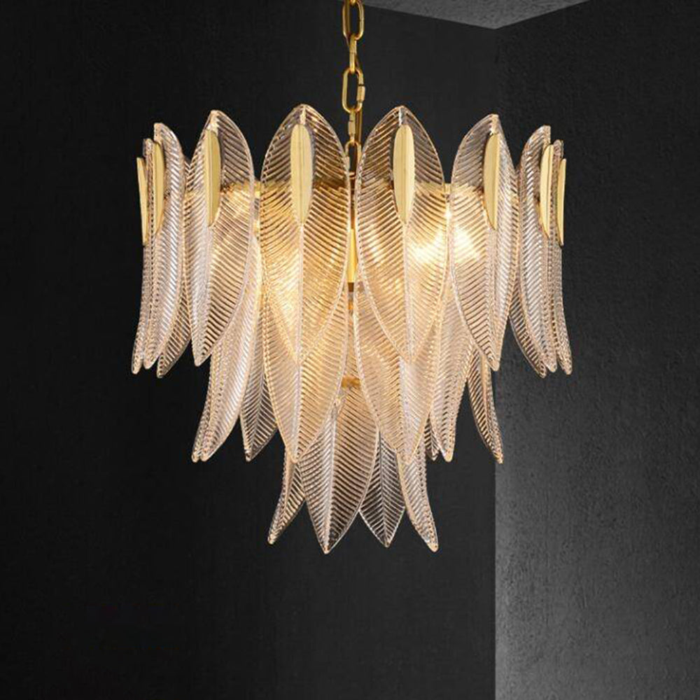 Aura Chandelier Modern Golden Feather Living Room Bedroom