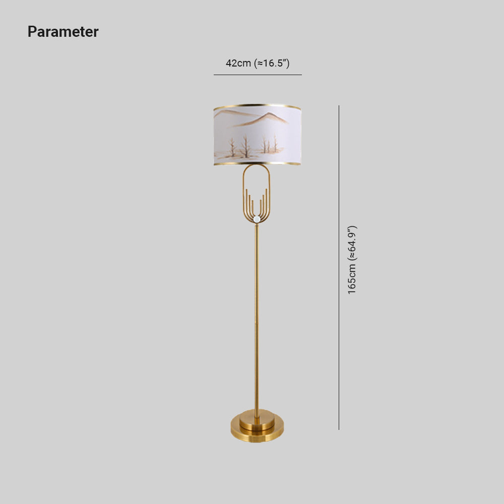 Mode Table Lamp Landscape Metal Fabric Bedroom Living Room