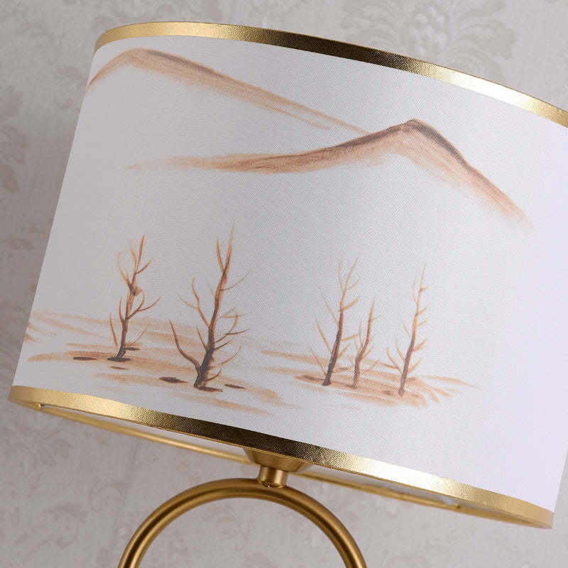 Mode Table Lamp Landscape Metal Fabric Bedroom Living Room