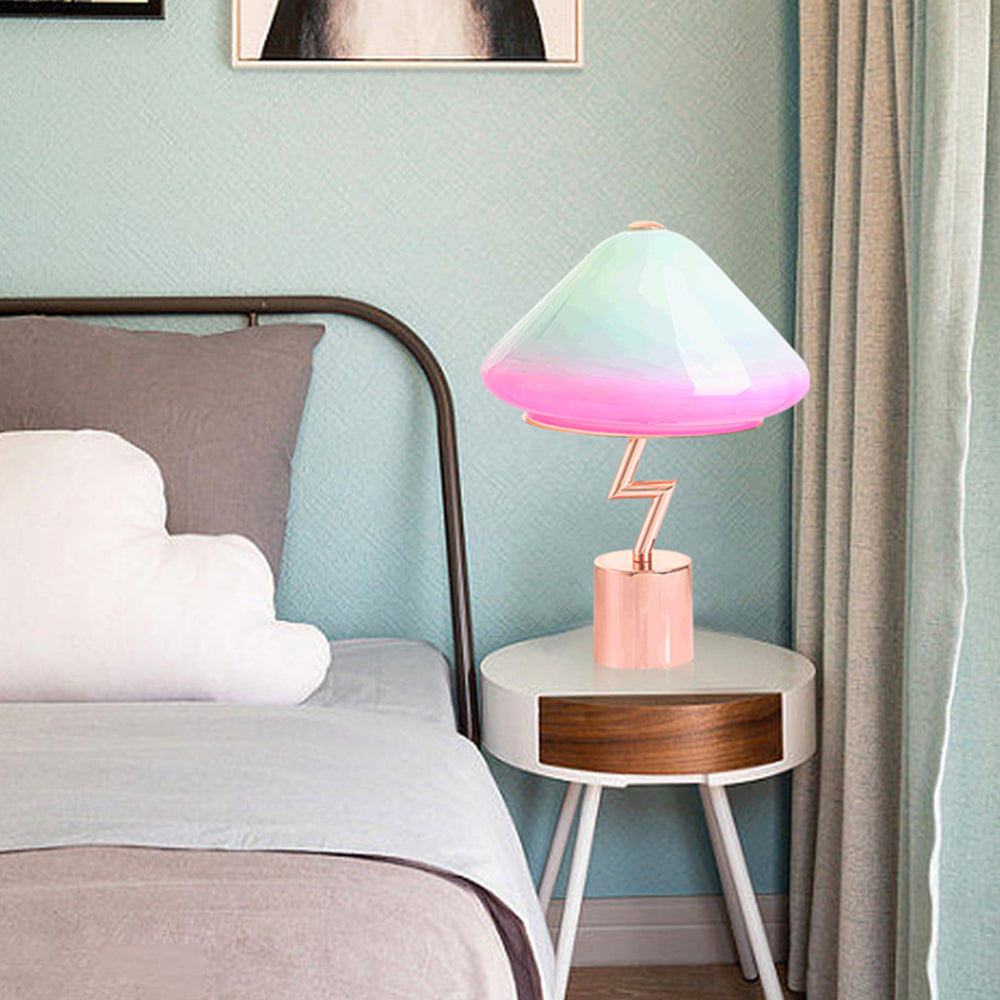 Yono Table Lamp Modern Cute Children's Glass Metal Mushroom Colourful Living Room