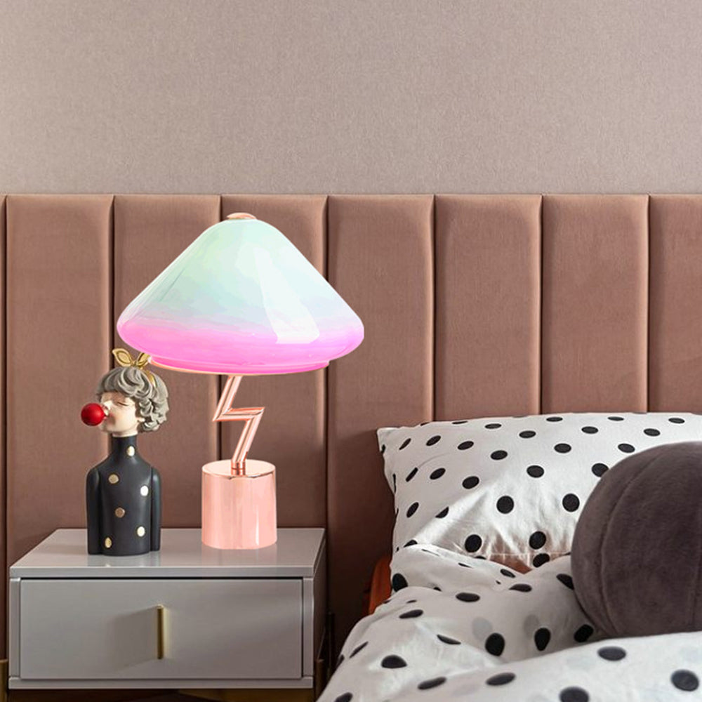 Yono Table Lamp Modern Cute Children's Glass Metal Mushroom Colourful Living Room