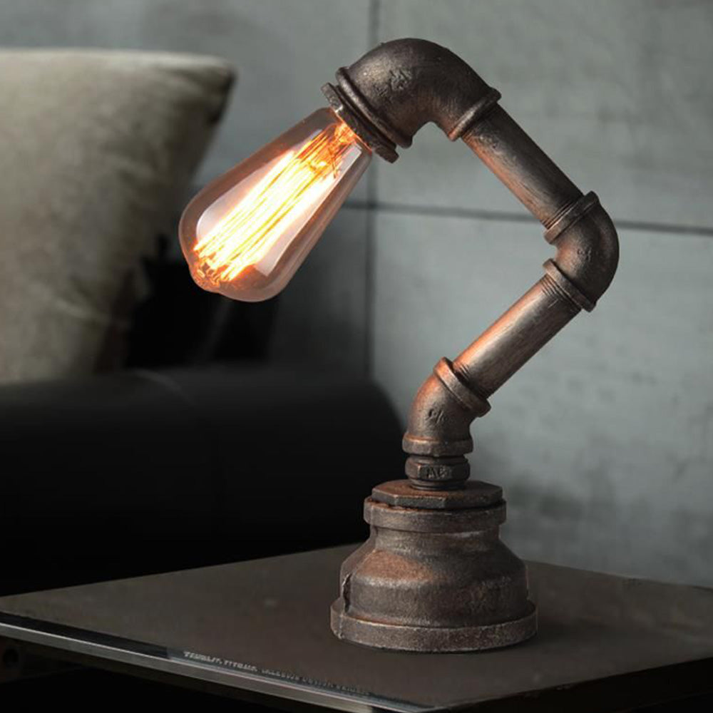 Mode Table Lamp Vintage Industrial Cylindrical Metal Glass Living Room