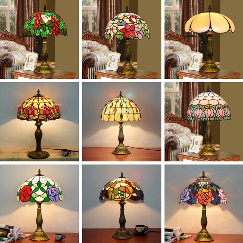 Mode Table Lamp Glass Dome Mid Century Multicoloured Living Room