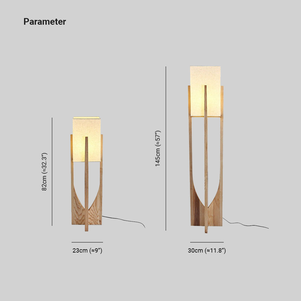 Nexa Lámpara de Pie Rectangular Madera Natural Tela Salón