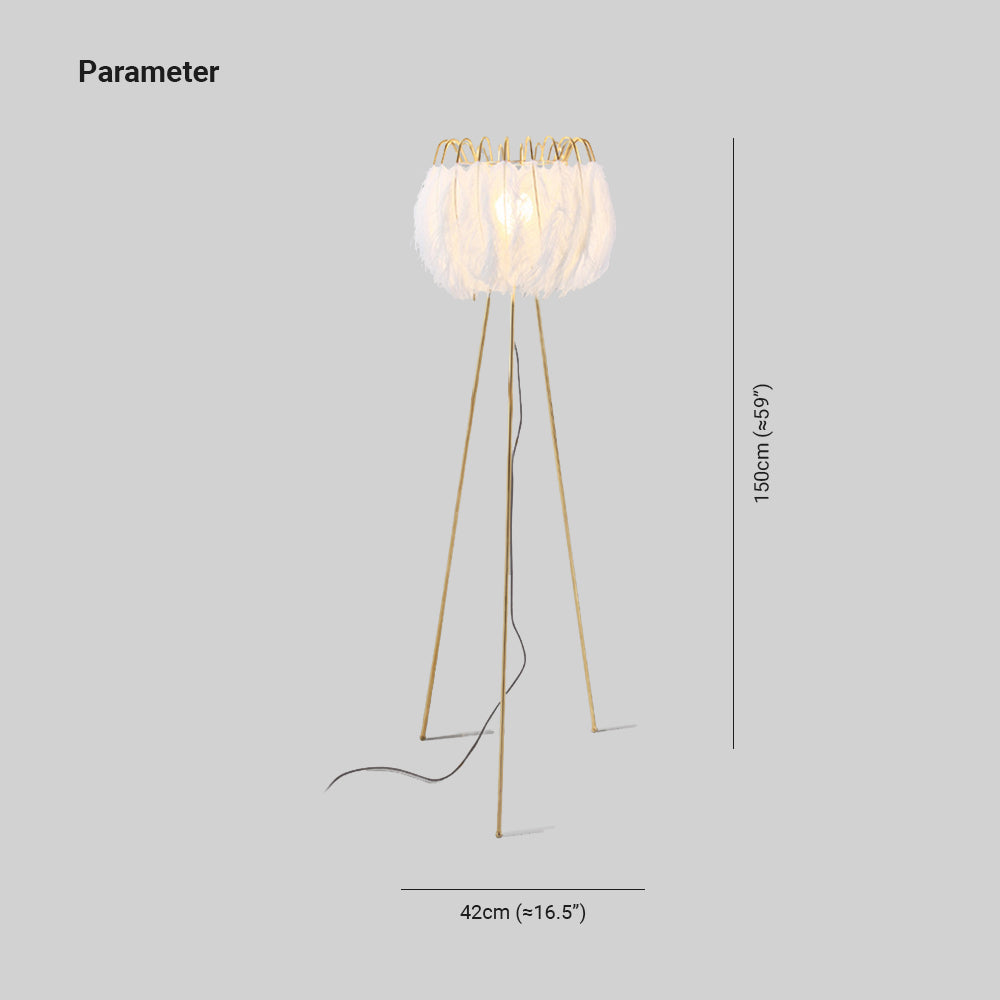 Yono Floor Lamp Artistic Tripod Feather Living Room Dining Room